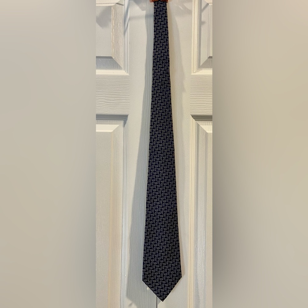 Polo Ralph Lauren Made in USA Navy & White 100% Silk Neck Tie